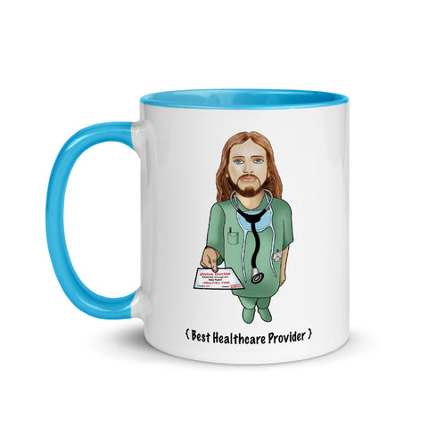 Mug with color inside jesus doctor blue