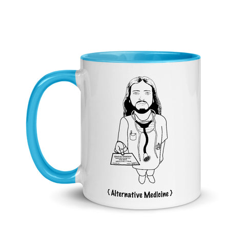Mug with color inside jesus doctor monochrome blue