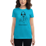 Women's short sleeve caribbean blue t-shirt with Jesus doctor monochrome design 